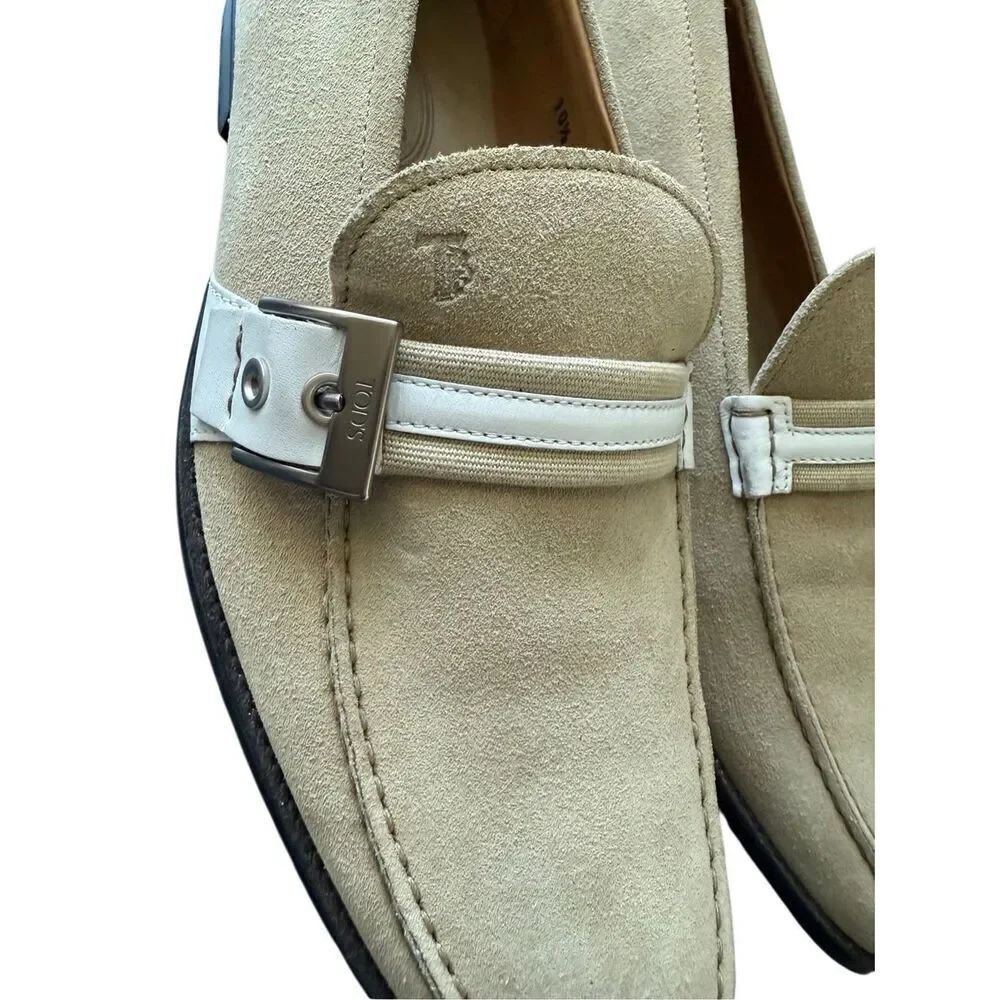 Tod's Womens Beige Suede Slip On Round Toe Casual Loafers Flat Shoes Size 10.5 - Picture 2 of 16